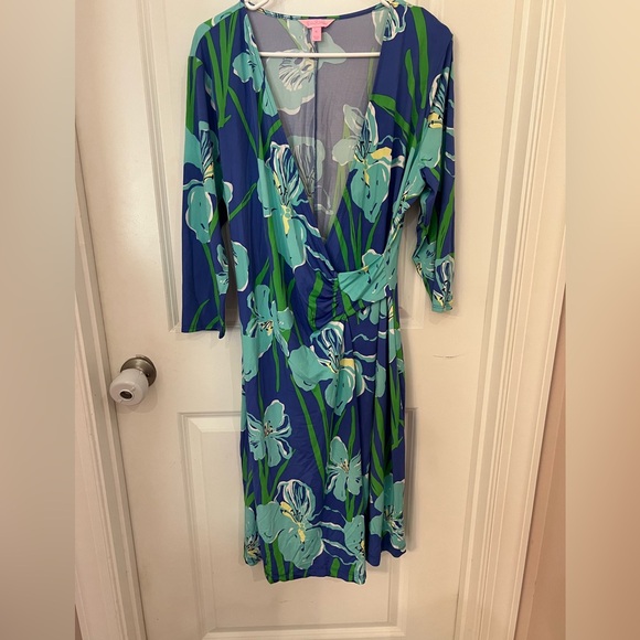 Lilly Pulitzer Dresses & Skirts - Lilly Pulitzer Yvette Iris Blue Faux Wrap dress XL